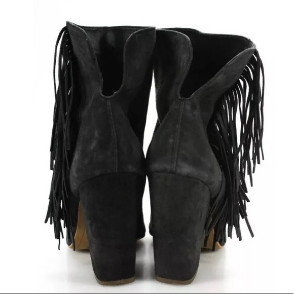 ❤️Dolce Vita Suede Black Heel Fringe Ankle Booties - Picture 3 of 4